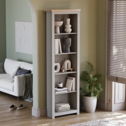 Vida Designs Arlington 5 Tier Bookcase Shaker Style Display Storage, Grey & Oak