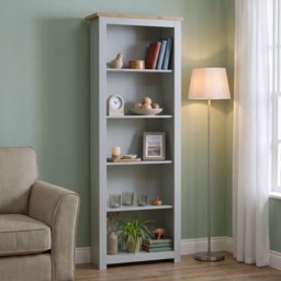 Vida Designs Arlington 5 Tier Bookcase Shaker Style Display Storage, Grey & Oak