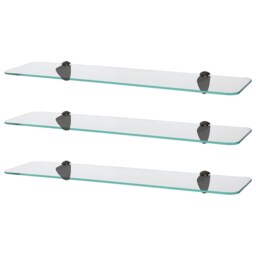 Harbour Housewares Rounded Floating Glass Shelf - 60cm - Metallic Brackets - Bathroom Shower Storage Vanity Display Unit Shelf Black Black 3