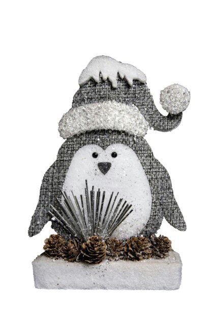 42cm Grey Penguin Christmas Tabletop Figures Xmas Glitter Foam Showpiece Decorations