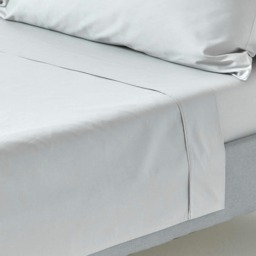 Homescapes Silver Grey Egyptian Cotton Flat Sheet 200 Thread Count, Double Silver Double