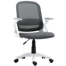 HOMCOM Ergonomic Swivel Computer Chair with Flip-up Armrests, Grey Grey