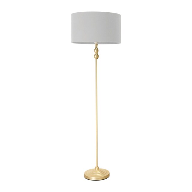 ValueLights Maggie Gold Candlestick Floor Lamp Grey Shade Gold