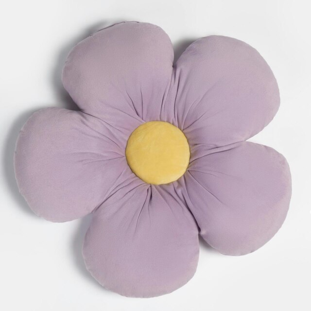 OHS Flower Shaped Plump Filled Scatter Cushion, 40x40cm - Lilac/Yellow