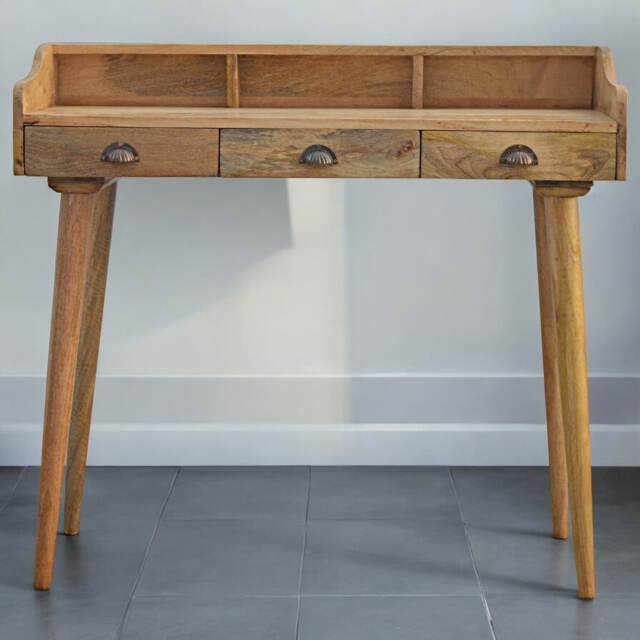 Artisan Furniture Solid Wood Gallery Back Shell Writing Desk