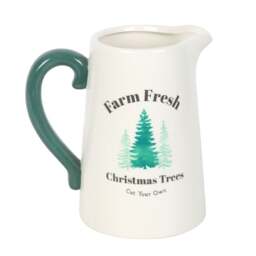 Something Different Farm Fresh Christmas Trees Flower Jug White White/Green One Size 1