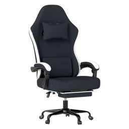 Levede Office Desk Chair Fabric Gaming Recliner Adjustable Height Swivel White White One Size