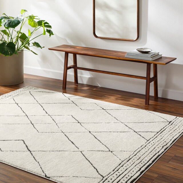 LIVABLISS Freud-Modern High Pile Rug 200 x 275 cm Ivory Black