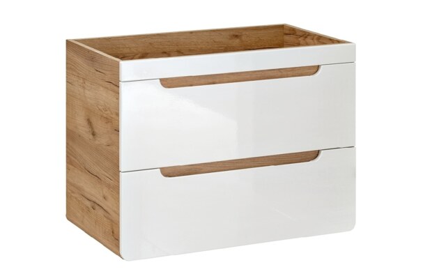 Bathroom Vanity Unit with Sink 800mm Wall Cabinet Compact Drawers White Gloss Oak Arub