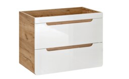Bathroom Vanity Unit with Sink 800mm Wall Cabinet Compact Drawers White Gloss Oak Arub