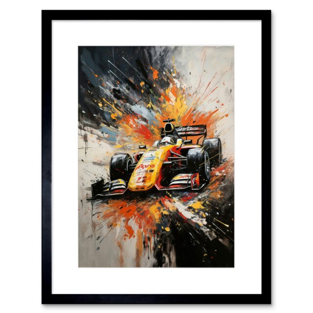 "Motorsport Race Car Racing Modern 9x7"" Black Framed Wall Art Print"