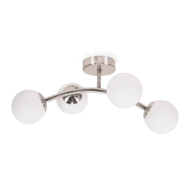 ValueLights Jas Brushed Chrome 4 Way Ceiling Light Frosted Glass Shades