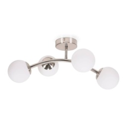 ValueLights Jas Brushed Chrome 4 Way Ceiling Light Frosted Glass Shades