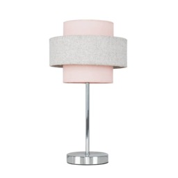 ValueLights Weaver Pair Chrome Touch Table Lamps Pink Grey Shades and Bulbs