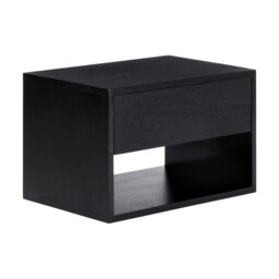 MH London Idris Modern Floating Bedside Table, Solid Wood Wall Mounted Nightstand with Drawer and Shelf