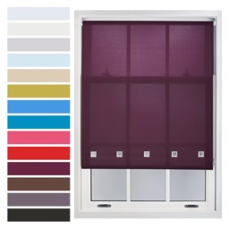 FURNISHED Roller Blinds with Square Eyelets and Metal Fittings Made to Measure Sheer Window Blind Purple Aubergine (W) 120cm x (L) 210cm