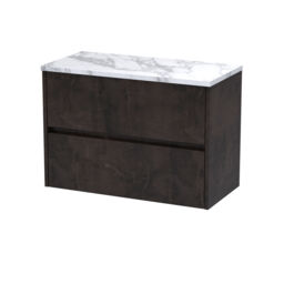 Balterley Chartley Contemporary 2 Drawer Wall Hung Vanity Unit with Laminate Worktop, Metallic Slate, 800mm