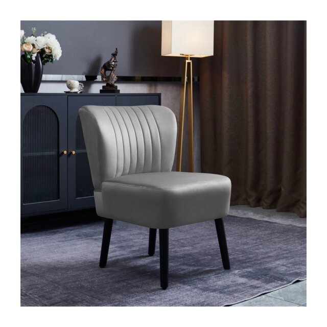 Groundlevel Crushed Velvet Shell Accent Chair Living Room Furniture Silver Silver