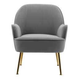 Living and Home Contemporary Upholstered Armchair with Gold-Plated Feet - Grey