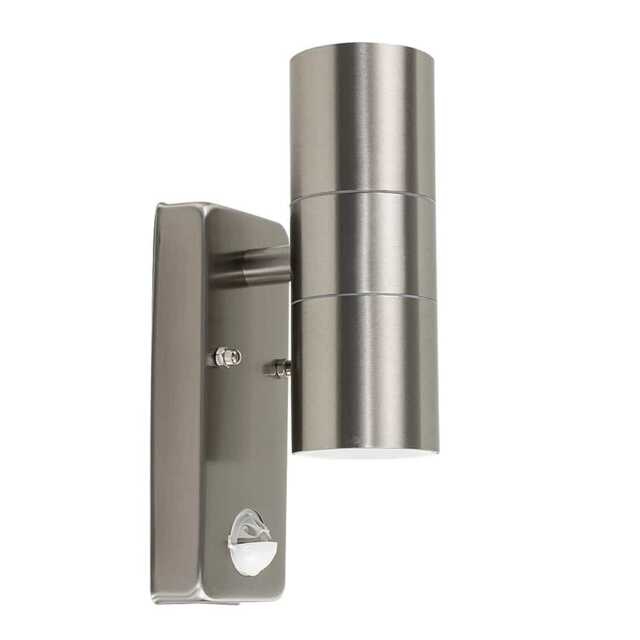 ValueLights Up Down Brushed Silver Wall Light and Cool White Bulb
