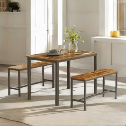 Kitchen Dining Table and Bench Set Kitchen Rustic Brown Brown