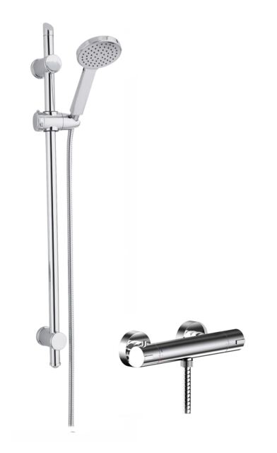 Balterley Contemporary Bar Mixer Shower Set Thermostatic - Bar Valve + Slide Rail Kit