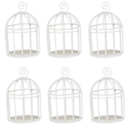 6-Pcs Metal Mesh Bridesmaid Birdcage with Door White 6