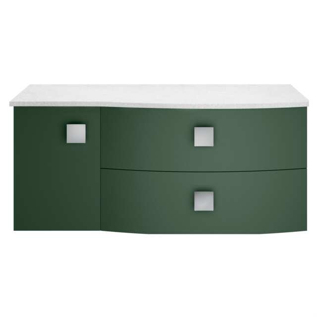 Balterley Gentleshaw Contemporary 2 Drawer Right-Hand Wall Hung Vanity Unit with White Marble Worktop, 1000mm