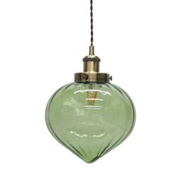 Layla - Green Glass Easy Fit Pendant Shade with Antique Brass Detail