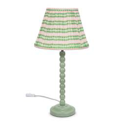 ValueLights Bobbles Green Bobbin Table Lamp Pink Aztec Pleat Shade Green