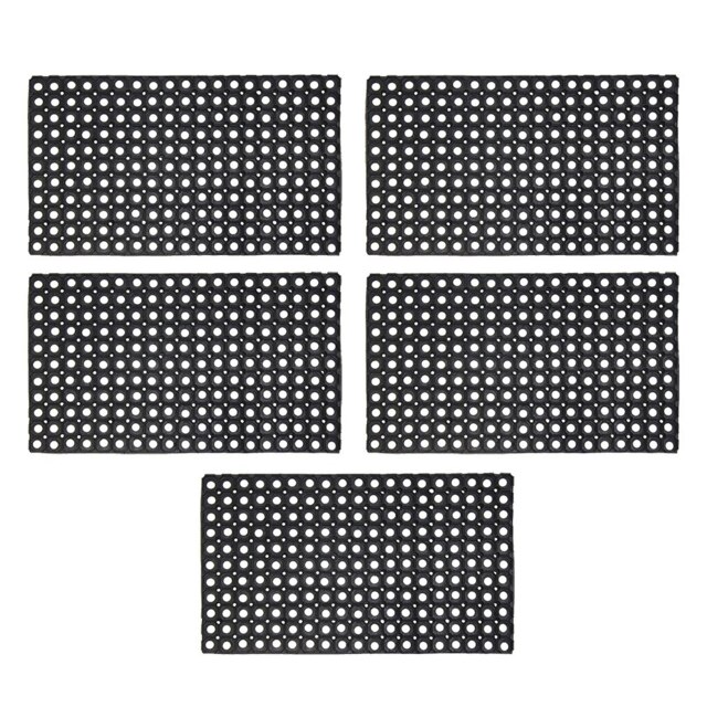 JVL Rondo Rubber Scraper Doormat 50x100cm, Black, Pack of 5
