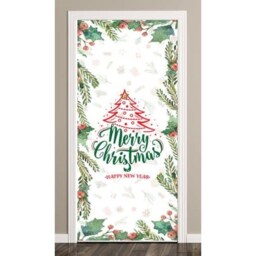 Christmas Berry Door Cover PVC Party Sign Decoration 66cm x 152cm