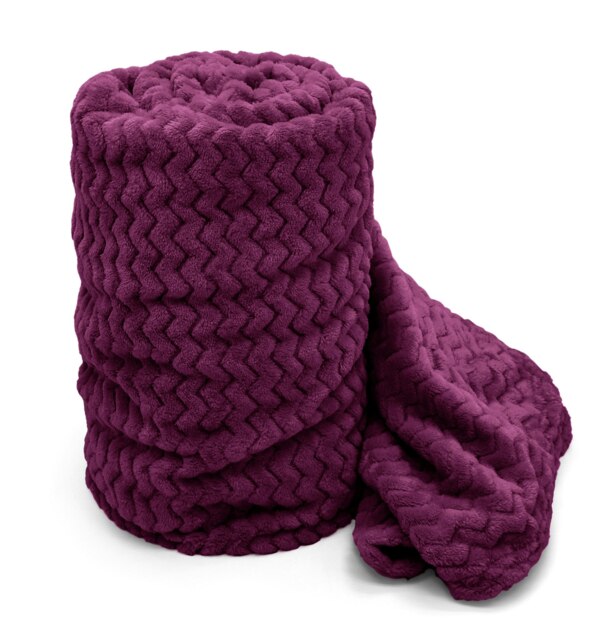 Velosso Moda Ribbed Chevron Super Soft Blanket - 150cm x 200cm Purple Aubergine