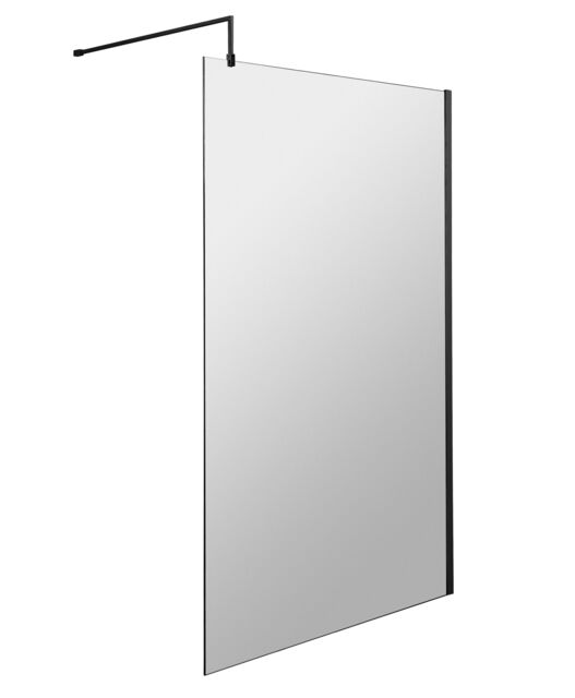 "Balterley Contemporary Wetroom Screen Aluminium - "" Wetroom Screen - WRSF004 Black Matt Black"