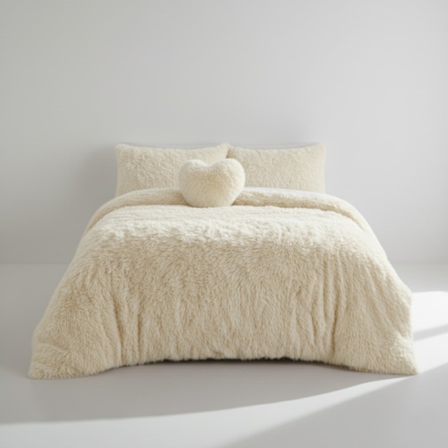 Super Fluffy Duvet Cover Ultra Soft, Cloud-Like Comfort Snug Sleep Cream Double
