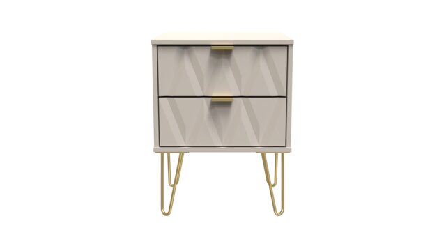 Dallas 2 Drawer Compact Bedside Cabinet in Kashmir Matt (Ready Assembled) Cream Kashmir Matt