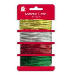 Pack of 4 Assorted 2m Christmas Metallic Cords