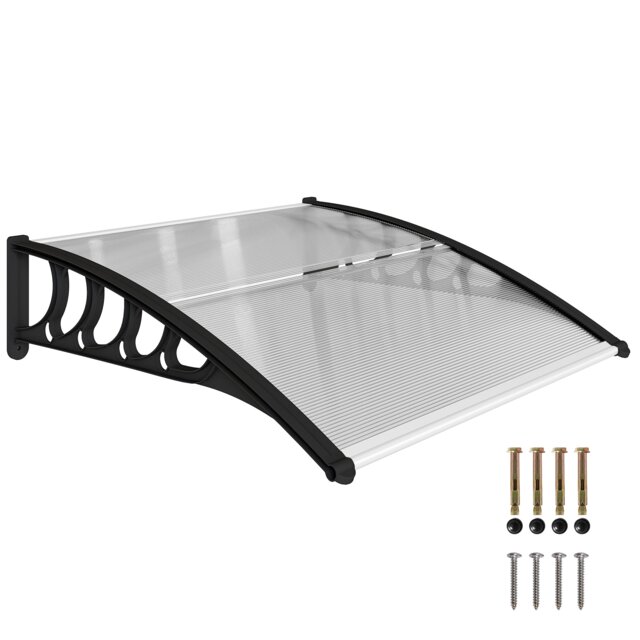 Outsunny Door Canopy Outdoor Awning Rain Shelter for Window Porch, Clear Clear