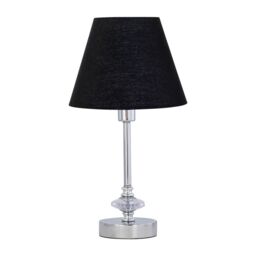 Chrome Jewelled Table Lamp with Black Shade Chrome Black Medium 1