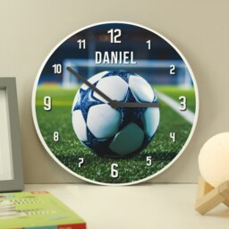 Personalised Football Wooden Childrens Clock White