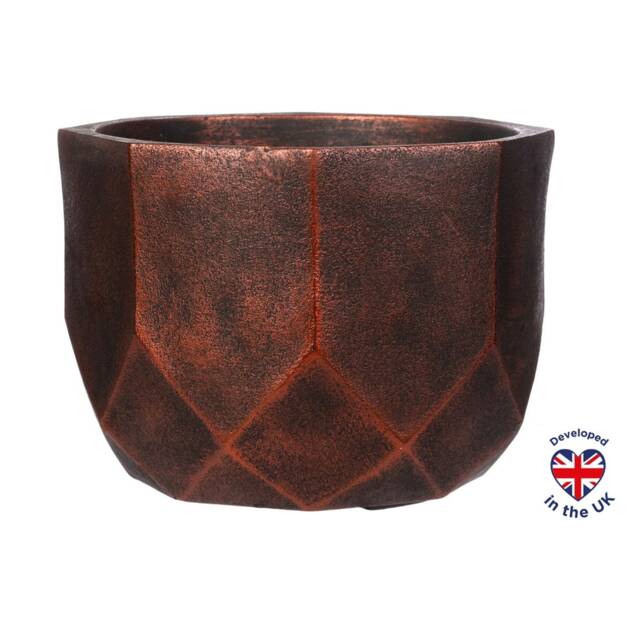 Geometry Style Bronze Round Planter, Indoor Plant Pot D23 H17 cm, 7 ltrs Cap.
