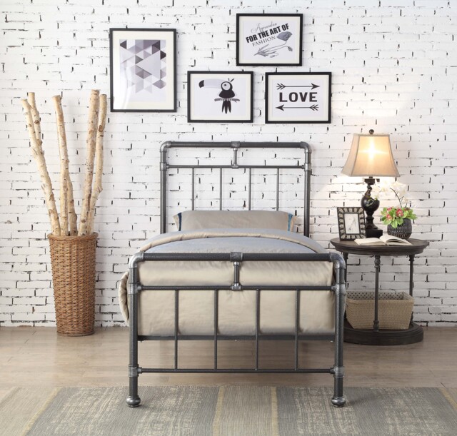 Cilcain Single 3ft Black/Silver Metal Bed Frame Black Black/Silver Single