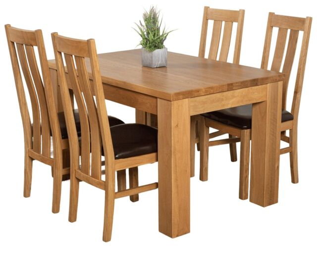Dakota 127 x 82cm Oak Small Dining Table and 4 Princeton Chairs Brown Brown