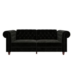 Felix chesterfield sofa bed in velvet black Black BLACK Two Seater