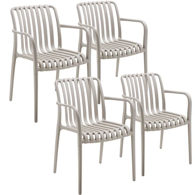 Garden Chairs Alcudia - weather-resistant, durable and long-lasting plastic Grey taupe One Size 4