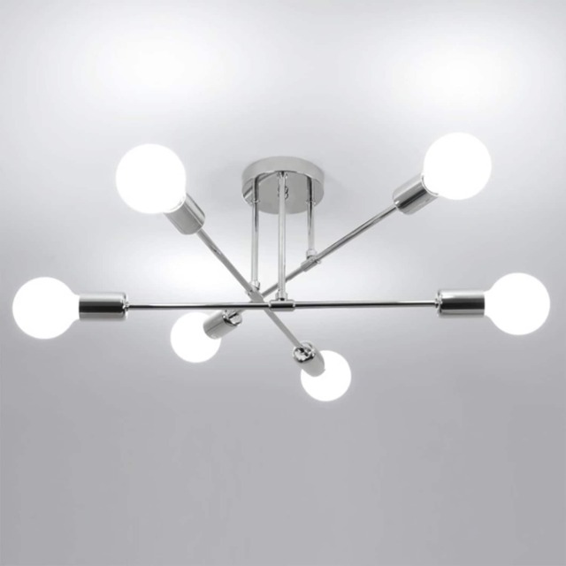 Ceiling Light 6-Light E27 Pendant Light Silver 52cm
