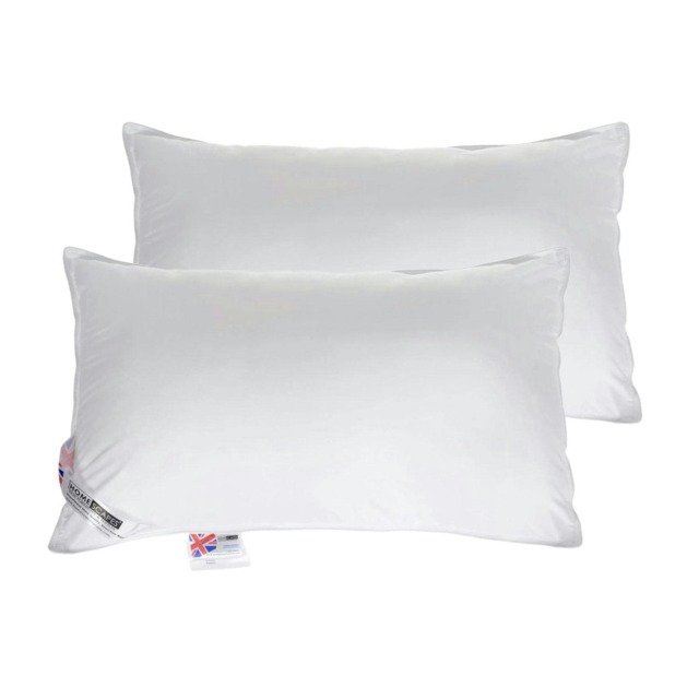 "Homescapes Microfibre Extra Fill Pillow Pair White 48cm x 74cm (19"" x 29"")"