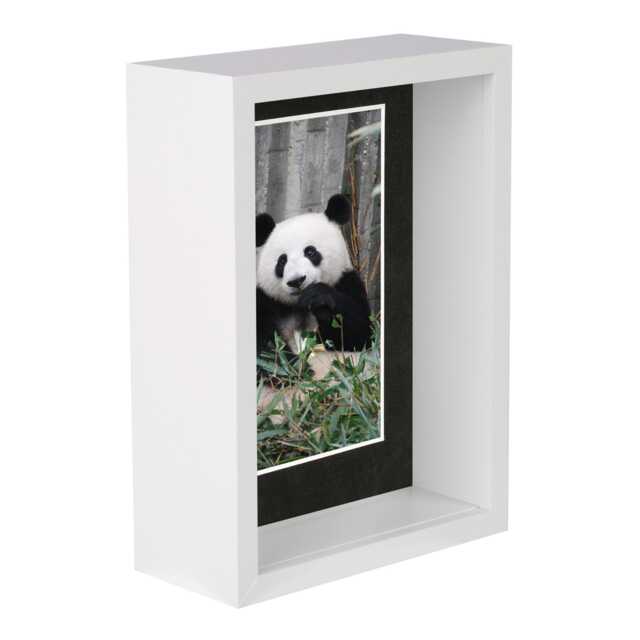 "Nicola Spring 5 x 7"" Deep Photo Frame - White/Black Mount - 3D Deep Box Picture Frame Display Case (20 x 15cm)"