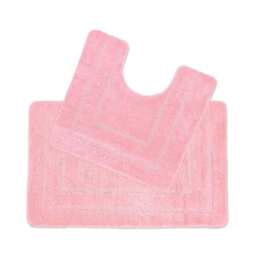 Lisa Two Piece Non Slip Bath & Toilet Mat Set Pink