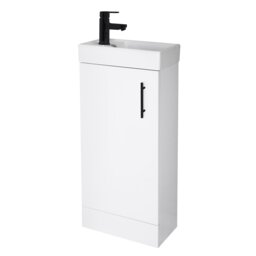 Balterley Wall Hung Vanity Basin 400mm Gloss White & Matt Black Handle